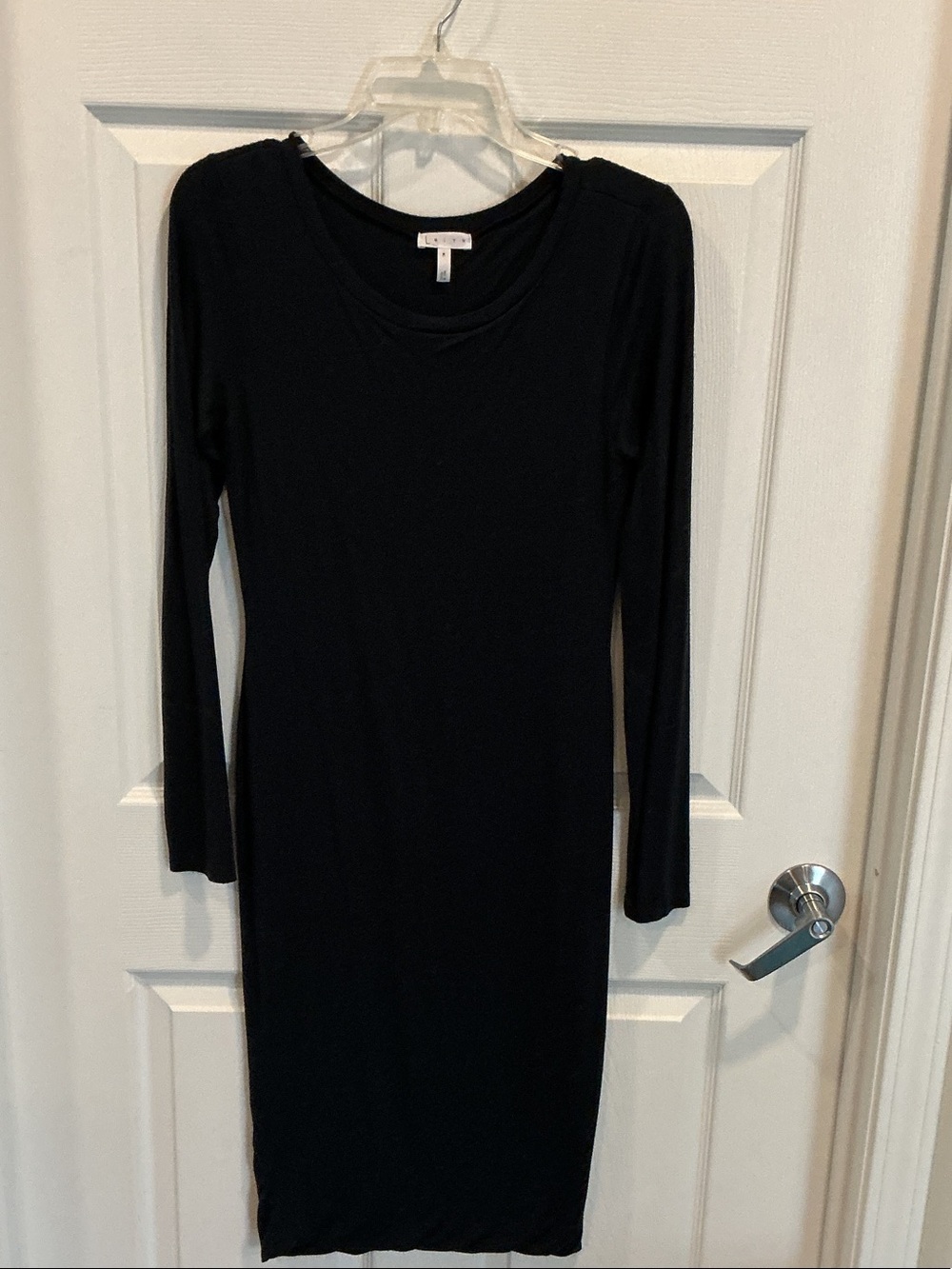 Leith Women's Black Long-Sleeve Midi Bodycon Dress Size M